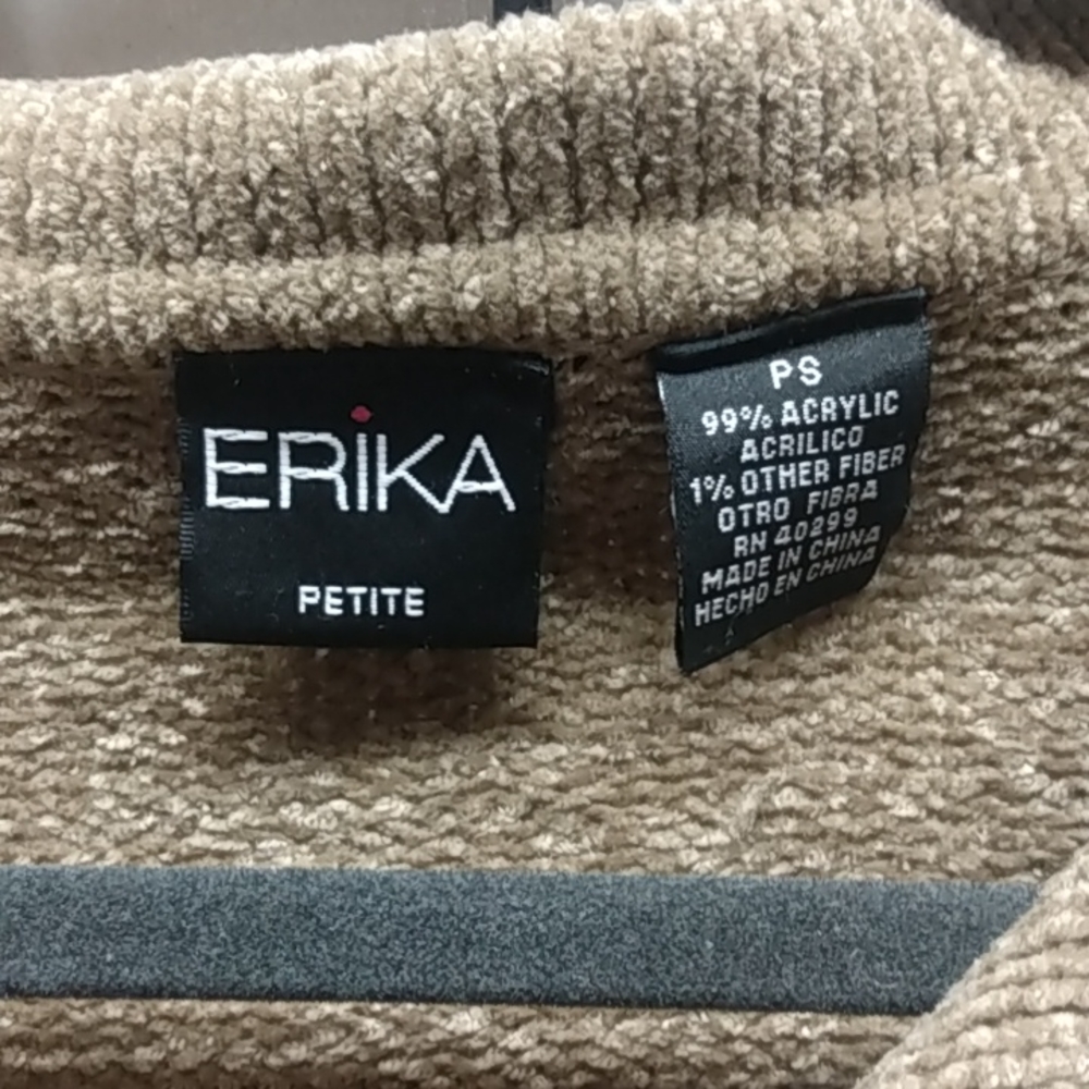 ERICA petite cardigan sweater tan and brown size PS - Picture 3 of 6